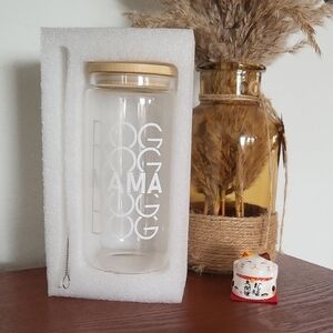 Glass Dog Mama Tumbler with Straw